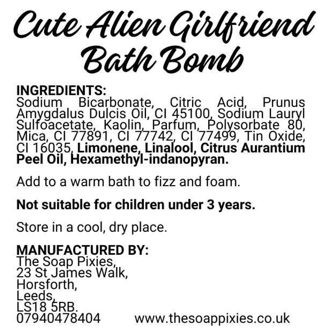 Cute Alien Girlfriend Bath Bomb